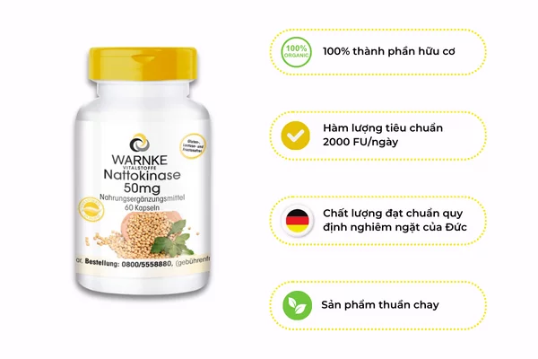 Nattokinase 50mg H/60v Warnke Ngừa Tai Biến Đột Quỵ