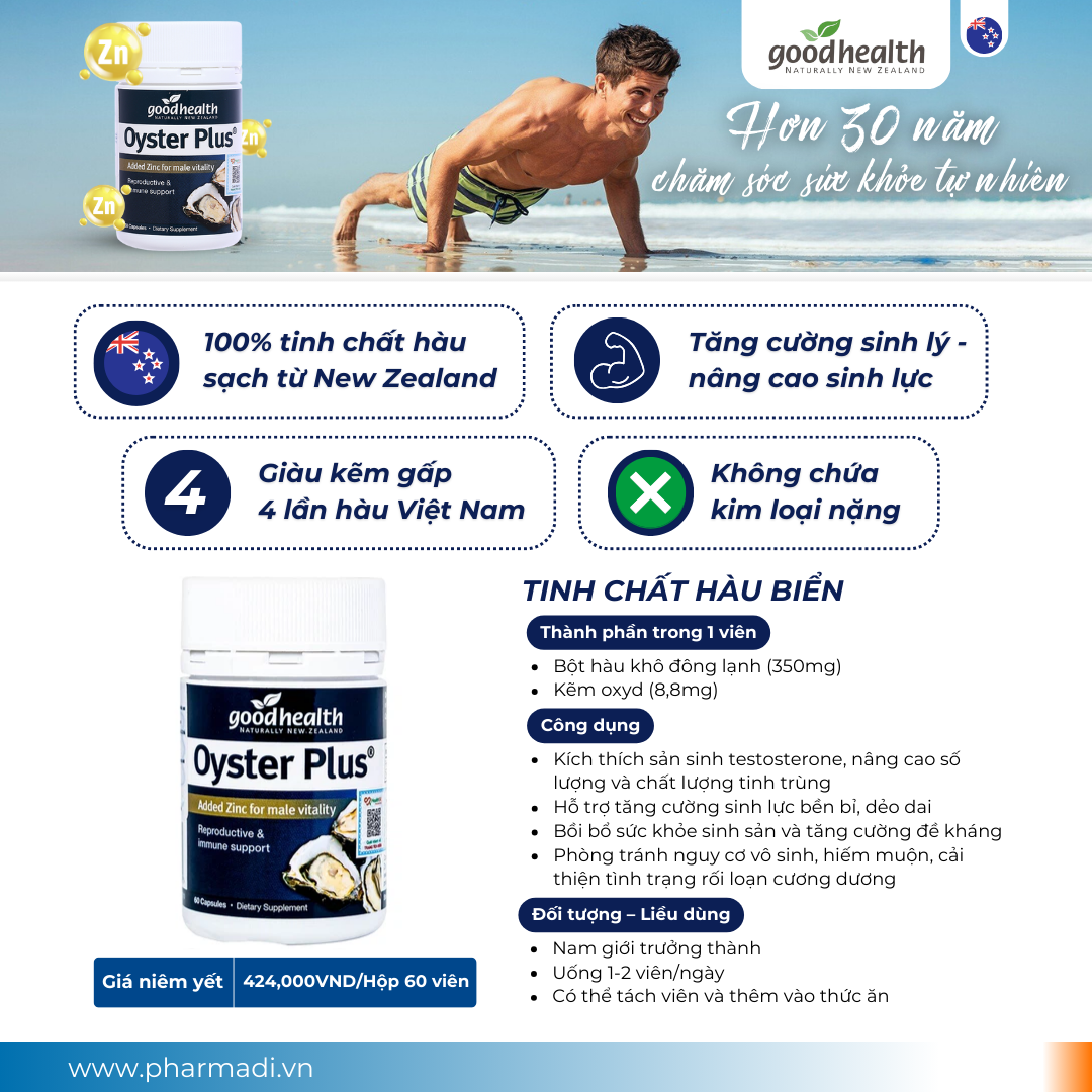 Oyster Plus L/60v GOODHEALTH Tinh chất hàu tăng sinh lực nam