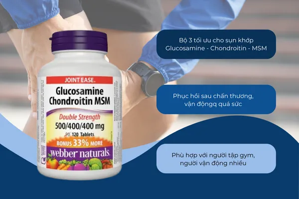 Glucosamin, Chondrotin, MSM L/120v WEBBER NATURALS Giảm đau, thoái hóa khớp