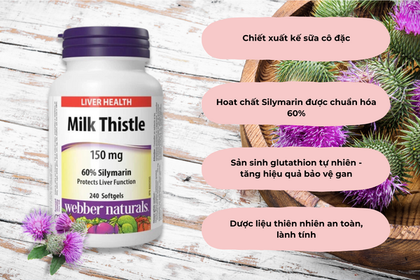 Milk Thistle L/240v WEBBER NATURALS Giải Độc, Bảo Vệ & Tăng Chức Năng Gan