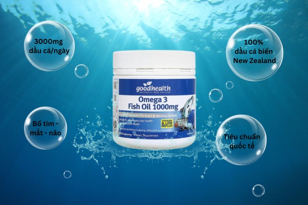 Fish Oil 1000mg H/150v GOODHEALTH Dầu Cá Biển Bổ Não, Bổ Mắt, Tim Mạch