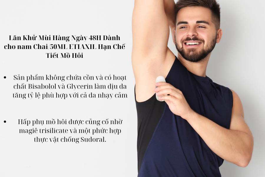 Lăn Khử Mùi Hàng Ngày 48H Dành Cho Nam C/50ml ETIAXIL Hạn Chế Tiết Mồ Hôi