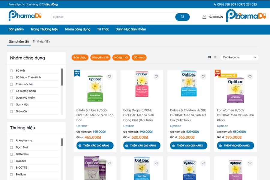 PharmaDi - Địa chỉ phân phối Optibac chính hãng, chất lượng