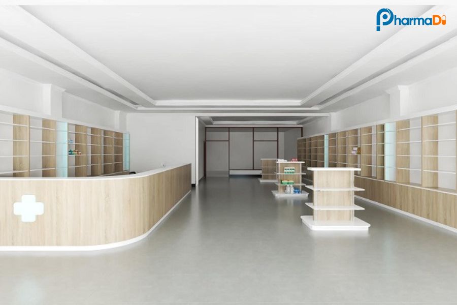 Mẫu thiết kế nhà thuốc cho diện tích lớn 01