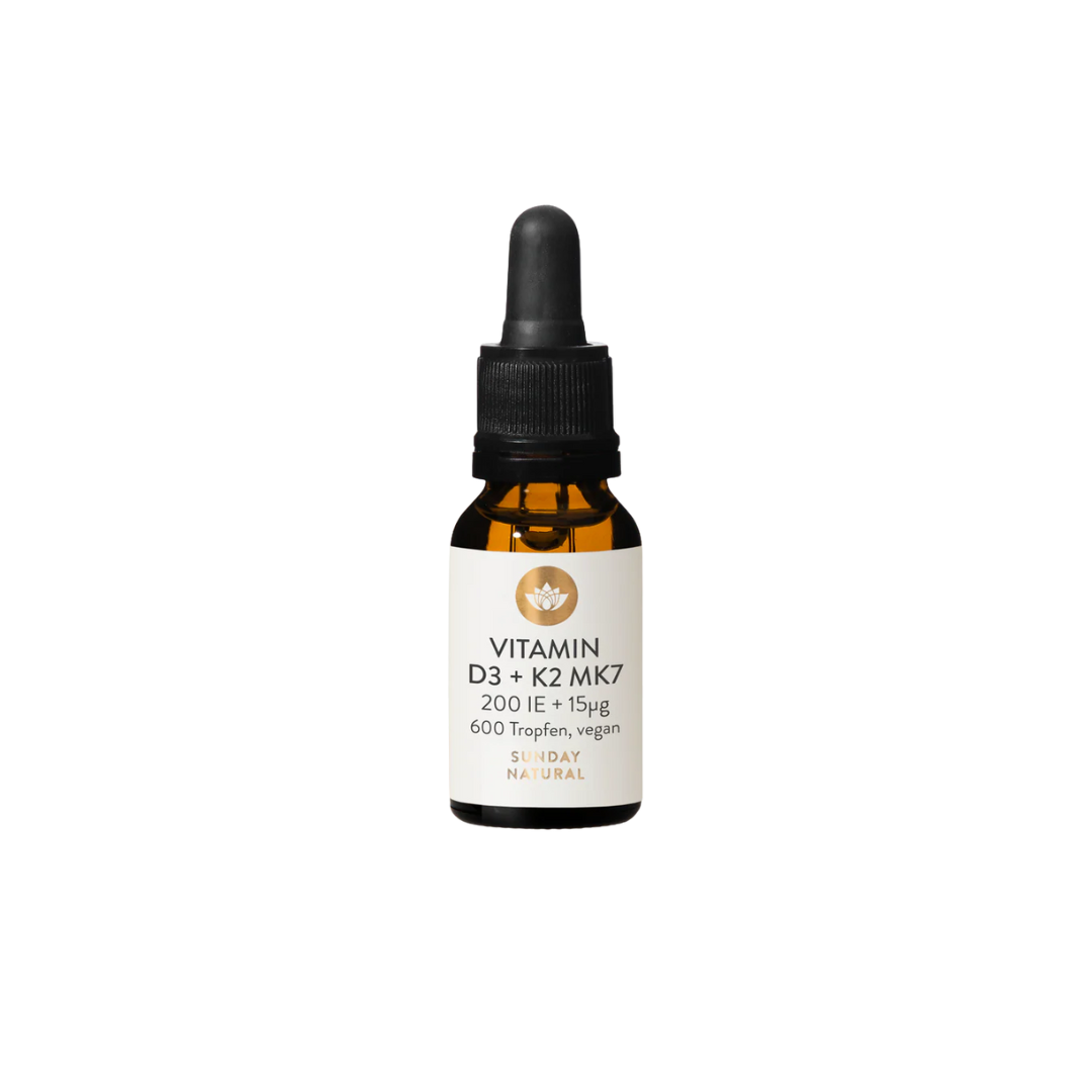 Vitamin D3 K2 MK7 200IU/15µg (Vegan) L/20ml SUNDAY NATURALS Hỗ trợ xương răng cho trẻ 0+