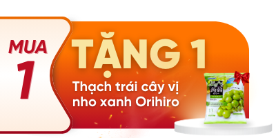 T1/2026_1 Sản phẩm ORIHIRO tặng 1 thạch trái cây vị nho xanh ORIHIRO