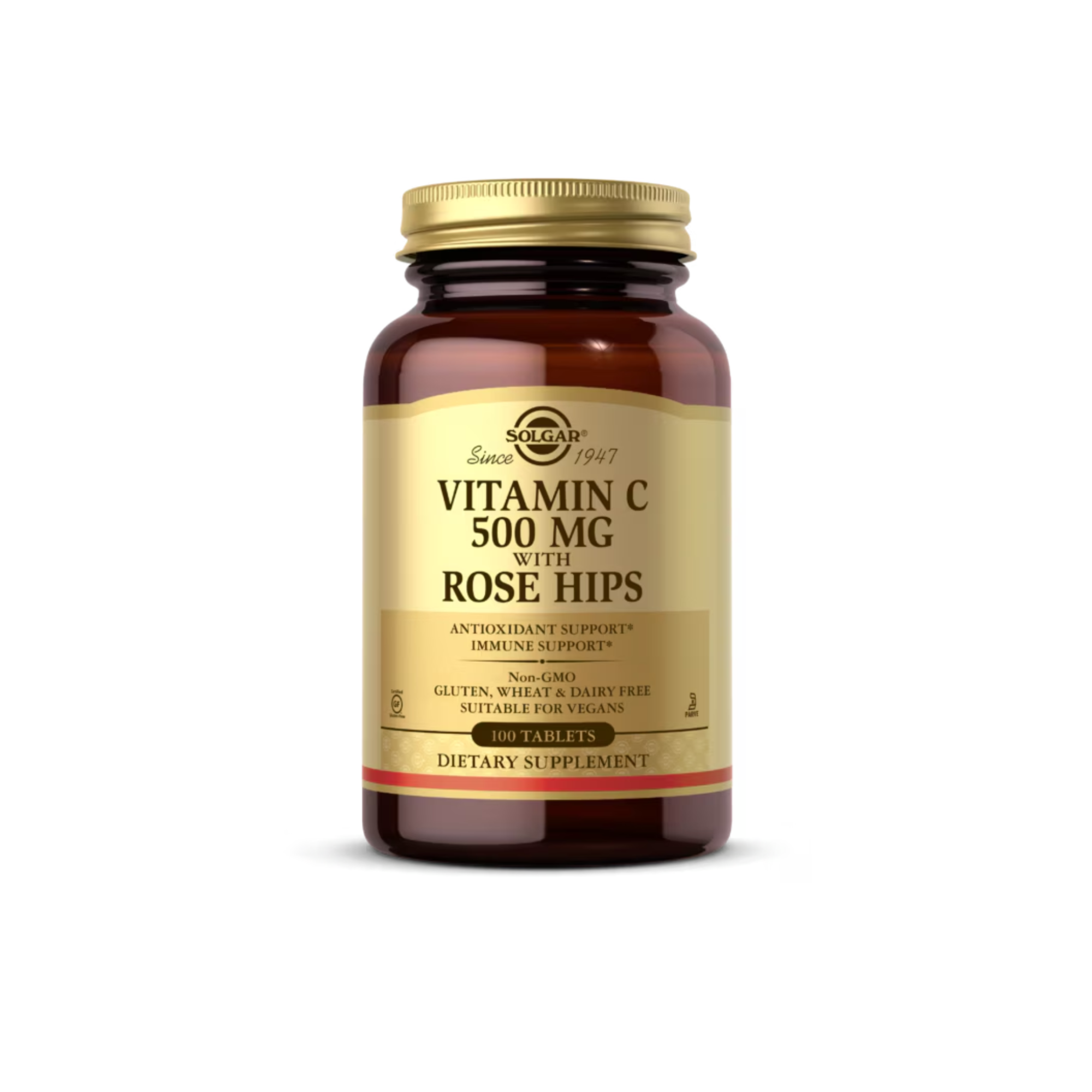 Vitamin C 500 mg with Rose Hips Tablets L/100V SOLGAR Tăng đề kháng và chống oxy hóa