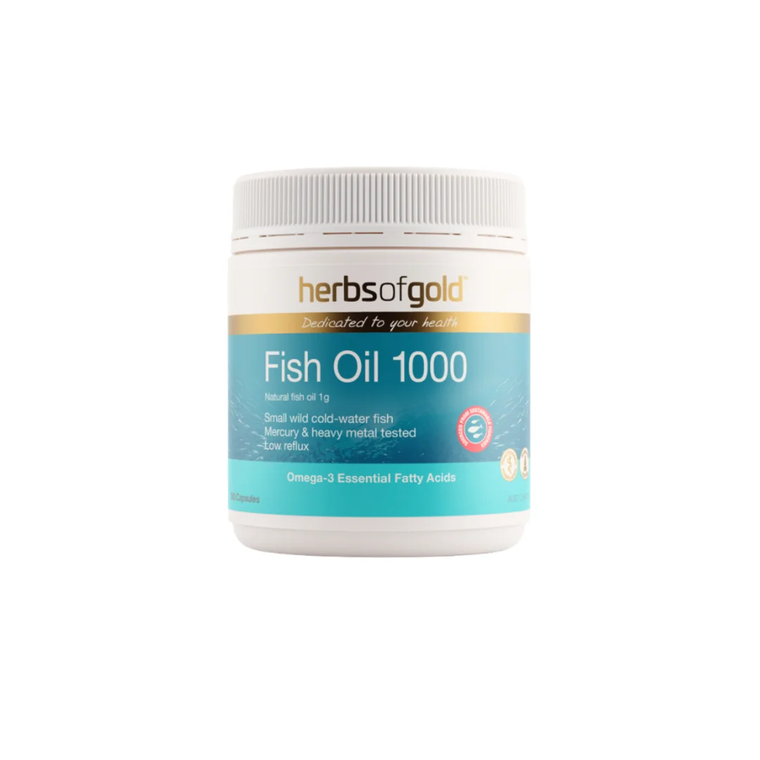Fish Oil 1000mg L/200V HERBS OF GOLD Hỗ trợ tim mạch, não bộ