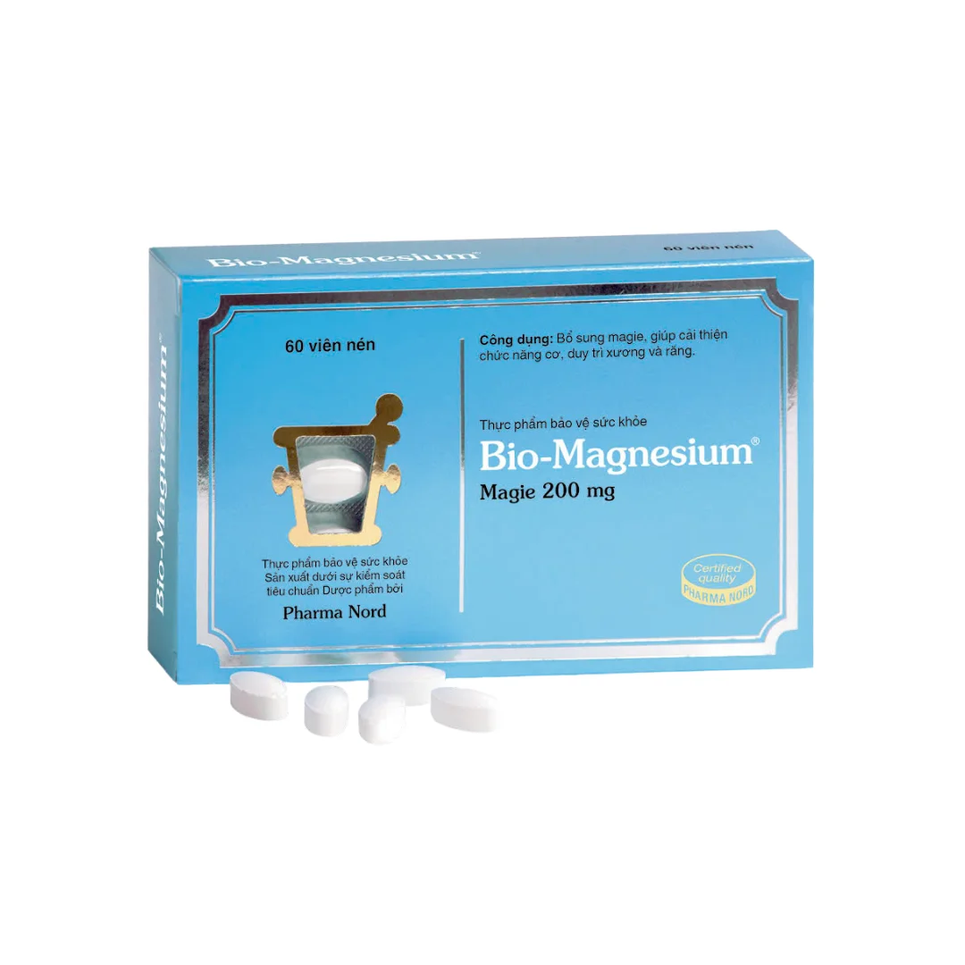 Bio-Magnesium 200mg H/60V PHARMA NORD Giúp bổ sung magie, cải thiện chức năng xương cơ